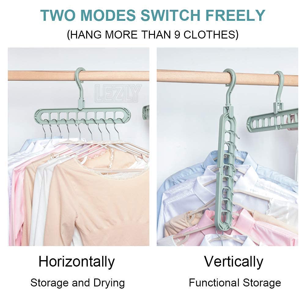 Hanger-Plastic Multi Functional Adjutable & Folding Clothes Hanger Holder Portable Anti-Slip Storage Rack Space Saving Hook for Garment Drying (Multicolor, Pack Of 3)